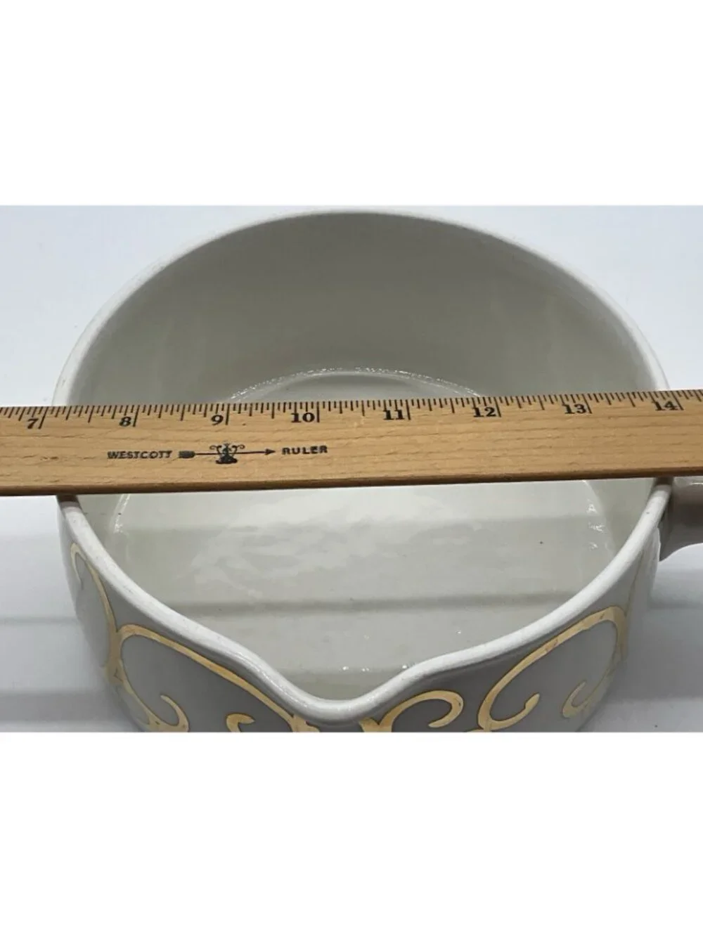 Porcelaine De Paris Vintage Fondue Large Saucepan Pouring Spout, Lid and Handle